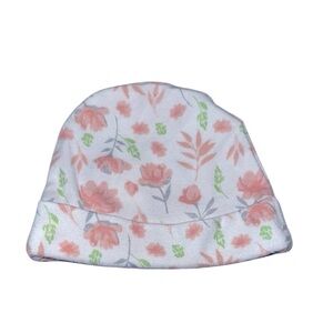 New beginnings Floral baby Beanie - Pink and Green size newborn 0-6 months